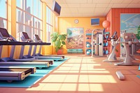 Gym treadmill cartoon sports. 