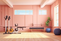 Sports equipment fitness room. 