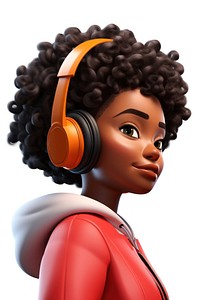 Headphones headset cartoon female. 