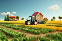 Agriculture landscape tractor field. 