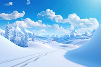 Landscape snow panoramic outdoors. 