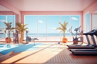 Gym treadmill sports hotel. AI generated Image by rawpixel.