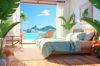 Bedroom resort architecture furniture. AI generated Image by rawpixel.