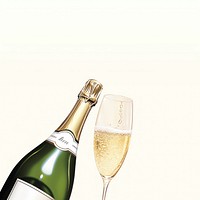 Champagne bottle and glass. AI generated Image by rawpixel.
