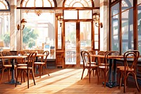 Cafe architecture restaurant furniture. AI generated Image by rawpixel.