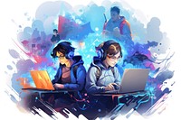 Computer laptop anime adult. AI generated Image by rawpixel.