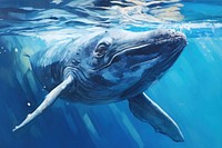 Whale animal mammal fish, digital paint illustration.  image