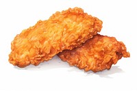 Fried food white background fried chicken, digital paint illustration. AI generated image
