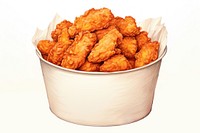 Fried food white background fried chicken, digital paint illustration. 