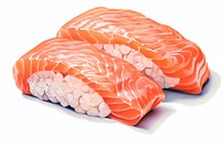 Salmon seafood sushi dish, digital paint illustration.