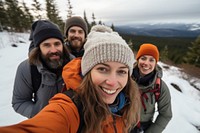 Hiking selfie recreation adventure. 