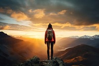 Standing adventure mountain outdoors. AI generated Image by rawpixel.