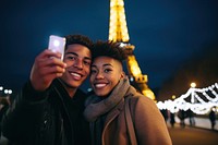 Selfie night portrait outdoors. AI generated Image by rawpixel.