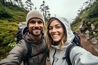 Hiking selfie adventure outdoors. AI generated Image by rawpixel.