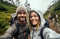 Hiking selfie adventure outdoors. 