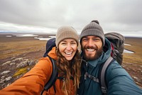 Hiking selfie adventure outdoors. 