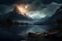 Mountain moon lake landscape. AI generated Image by rawpixel.
