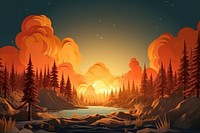 Forest fire landscape panoramic nature. AI generated Image by rawpixel.