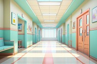 Hospital architecture building corridor.