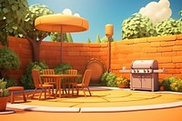 Furniture backyard outdoors cartoon. AI generated Image by rawpixel.