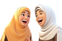 Laughing cartoon adult women. 