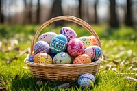 Egg basket easter grass. 