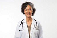 Doctor female adult white background. 