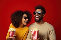 Laughing popcorn glasses adult. AI generated Image by rawpixel.
