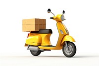 Scooter motorcycle delivering vehicle. 