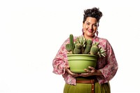 Portrait holding cactus adult. 