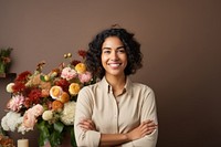 Portrait flower adult smile. 