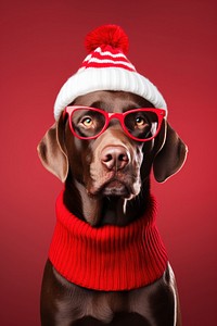 Portrait glasses dog christmas. 