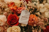 Flower bouquet label mockup psd