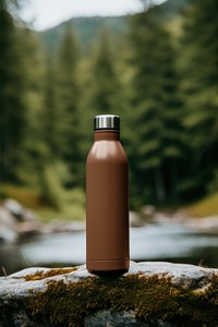 Stainless steel water bottle mockup psd