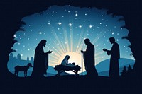 Silhouette night adult nativity scene. 