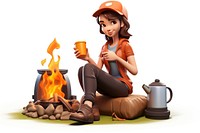Fire campfire sitting cartoon. AI generated Image by rawpixel.