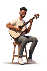 Guitar musician sitting cartoon. AI generated Image by rawpixel.