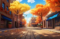 Autumn street city outdoors. 