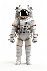 Astronaut robot white white background. 