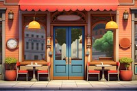 Restaurant door architecture building. AI generated Image by rawpixel.