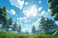 Forest sky landscape grassland. AI generated Image by rawpixel.