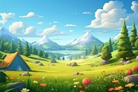 Landscape panoramic outdoors camping. AI generated Image by rawpixel.