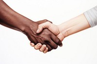 Handshake white background togetherness agreement. 