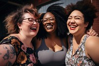 Laughing portrait outdoors glasses. 