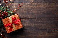 Christmas ribbon gift wood. AI generated Image by rawpixel.