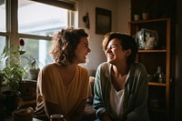 Laughing adult women togetherness. 