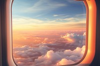 Airplane window cloud porthole. 