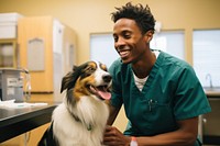 Veterinarian dog smiling mammal. 