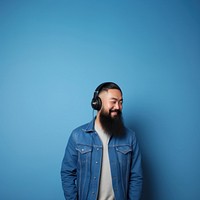 Headphones beard portrait headset. 