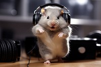 Hamster headphones rodent animal. AI generated Image by rawpixel.